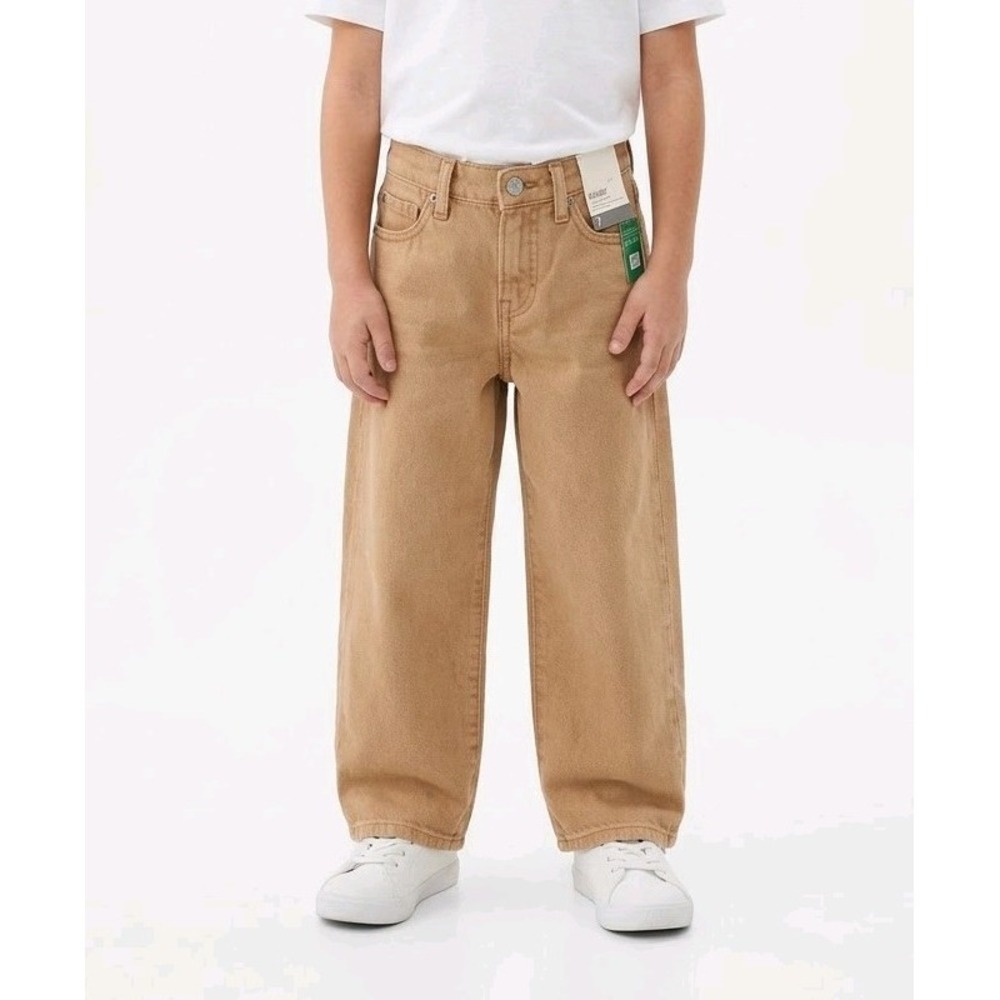 Gap kids baggy  Bootcut Tan Denim Jeans New With Tags 5-Pocket Zip/Button size 7